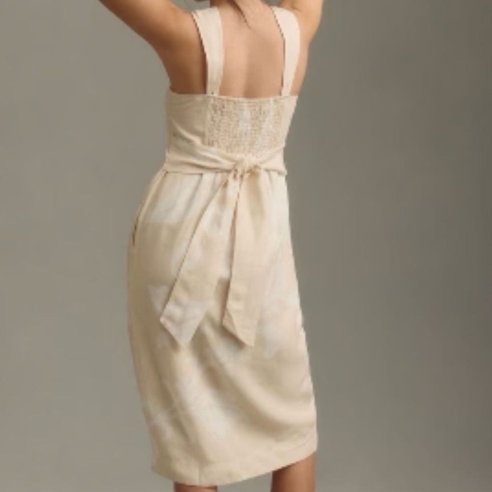 NWT Anthropologie Pilcro Sleeveless Square-Neck Linen Blend Midi Dress M - Picture 3 of 16